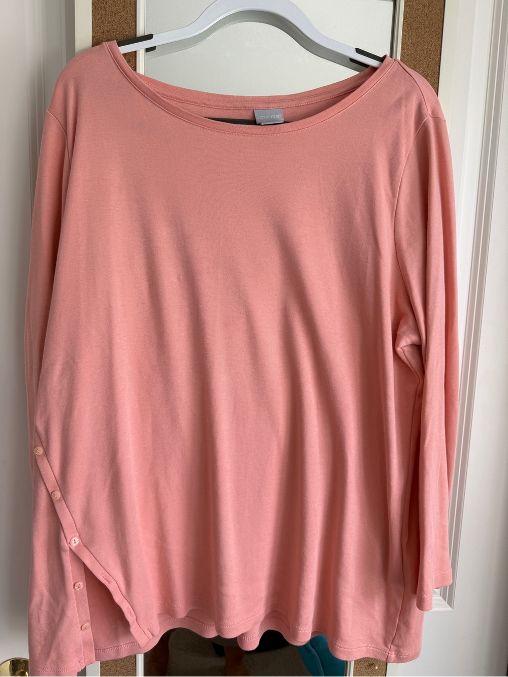 Casual Women’s Long-Sleeve Boatneck Top - Blush Pink/Peach